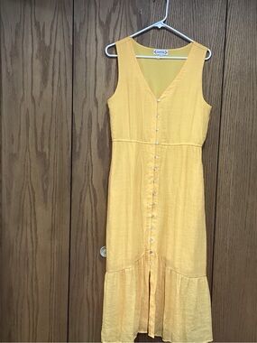 Nanette Lepore Yellow Button-Front Midi Dress